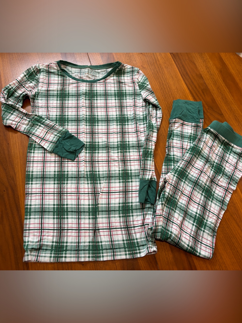 adidas Green White Plaid Kids Pajama Set